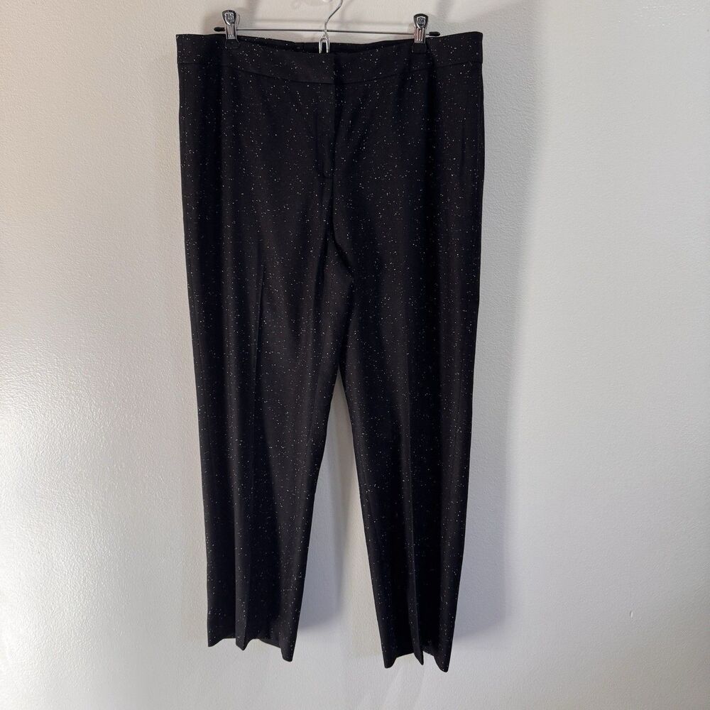 Lafayette 148 New York Pants 12 Barrow Virgin Wool Black Speckle Straight Leg
